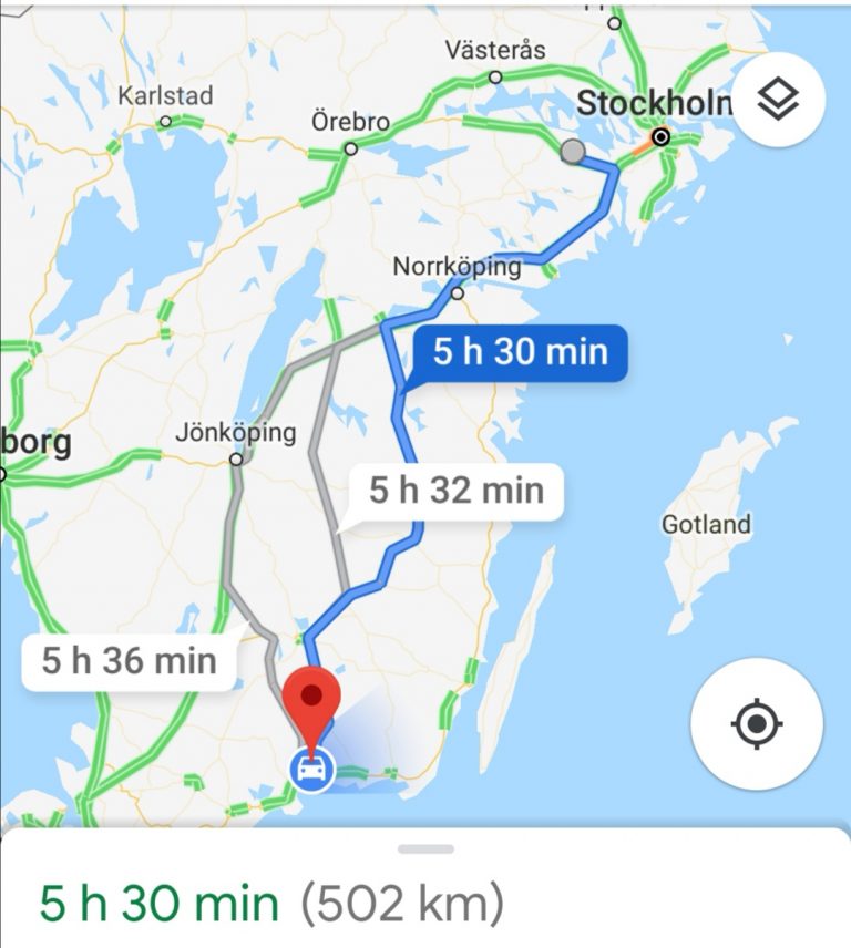502 km von Mariefred nach Karlshamn